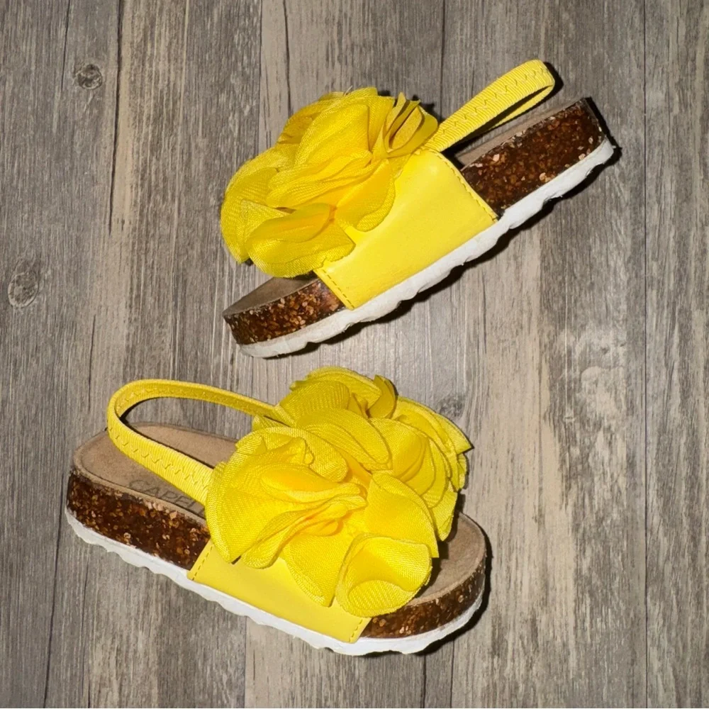 Capelli of New York Yellow Floral Kids Sandals